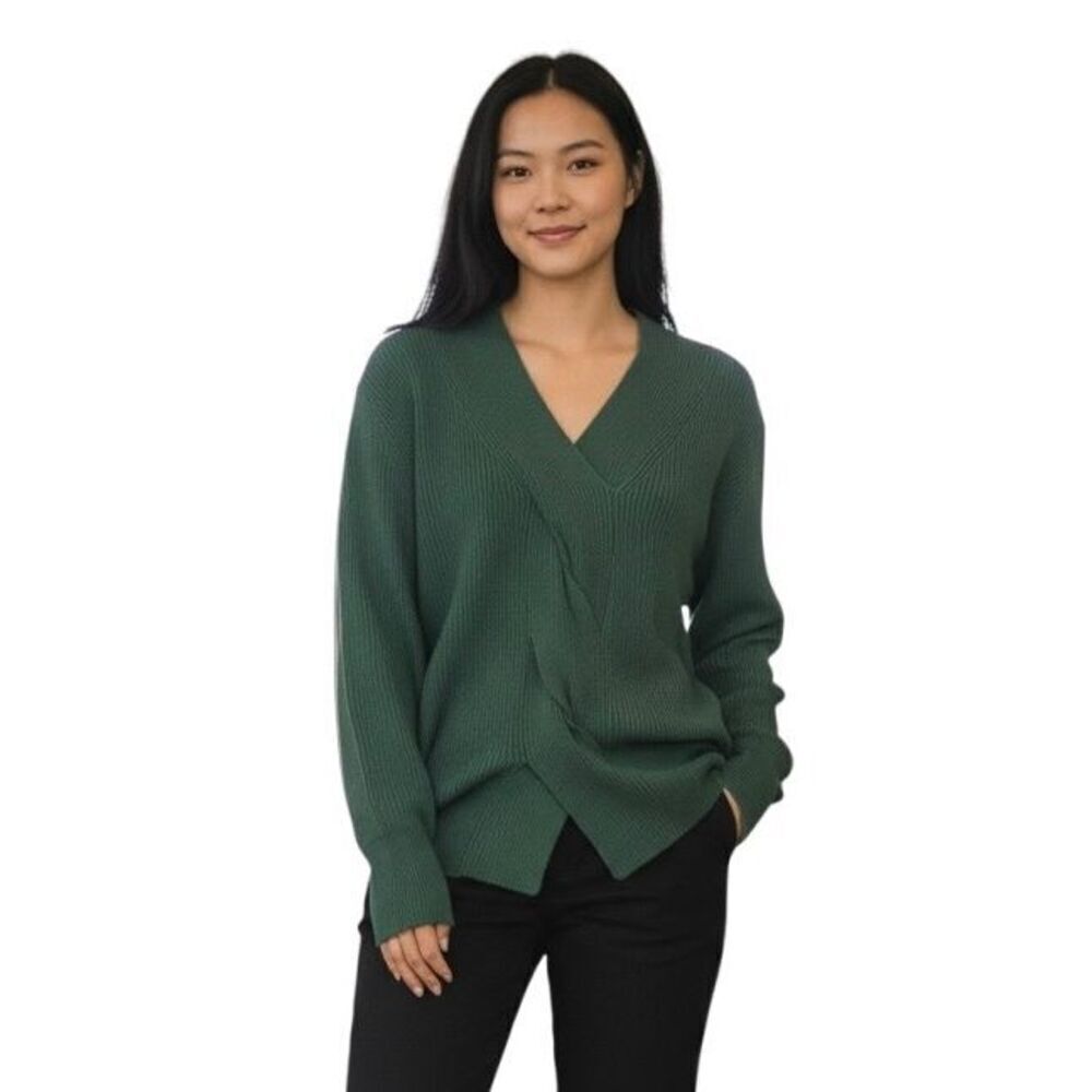 Kerisma Eco-yarn Sweater Womens S/M Green V-Neck Wormwood Blend Pullover